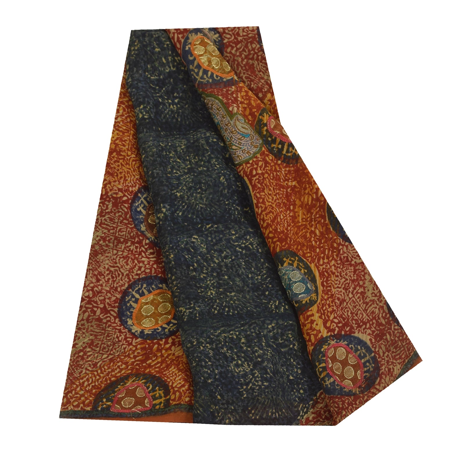 Sanskriti Vintage Sarees Pure Georgette Silk Embroidered Printed Sari 6yd Fabric