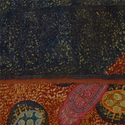 Sanskriti Vintage Sarees Pure Georgette Silk Embroidered Printed Sari 6yd Fabric