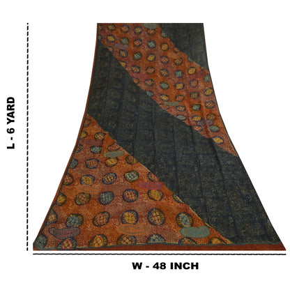 Sanskriti Vintage Sarees Pure Georgette Silk Embroidered Printed Sari 6yd Fabric