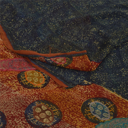 Sanskriti Vintage Sarees Pure Georgette Silk Embroidered Printed Sari 6yd Fabric