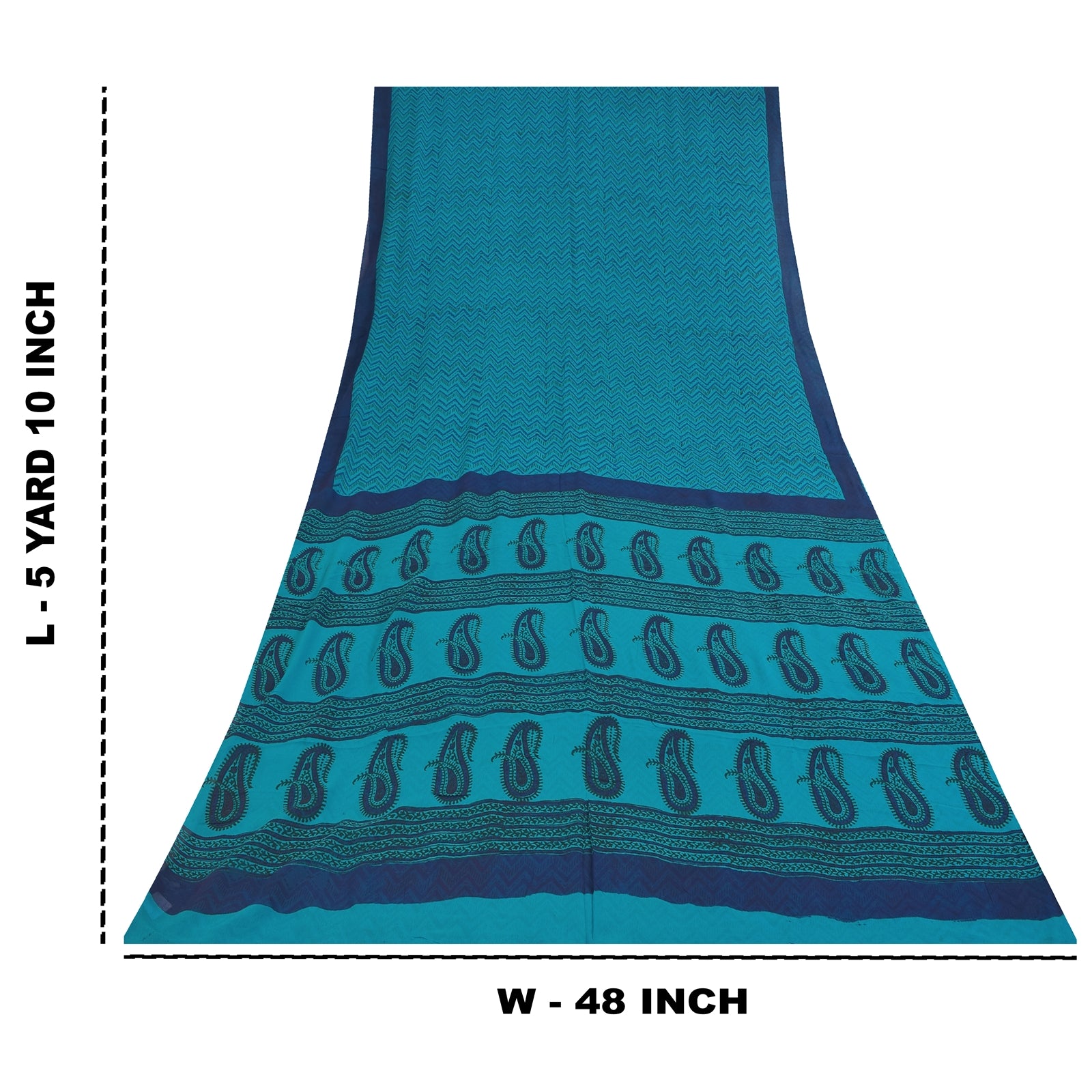 Sanskriti Vintage Sarees Blue Pure Georgette Hand Block Printed Sari 5+yd Sustainable Fabric