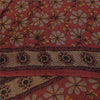 Sanskriti Vintage Sarees Red Pure Georgette Silk Printed Sari 5+yd Craft Sustainable Fabric