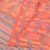 Sanskriti Vintage Sarees Peach Pure Georgette Silk Print Sari 5+yd Craft Fabric