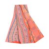 Sanskriti Vintage Sarees Peach Pure Georgette Silk Print Sari 5+yd Craft Fabric