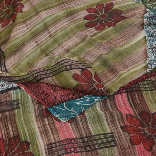 Sanskriti Vintage Sarees Multicolor Pure Georgette Printed Sari 5+yd Fabric