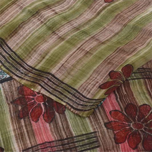 Sanskriti Vintage Sarees Multicolor Pure Georgette Printed Sari 5+yd Fabric