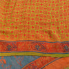 Sanskriti Vintage Sarees Green & Orange Pure Georgette Printed Sari 5+yd Sustainable Fabric