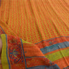 Sanskriti Vintage Sarees Green & Orange Pure Georgette Printed Sari 5+yd Sustainable Fabric