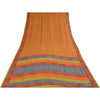 Sanskriti Vintage Sarees Green & Orange Pure Georgette Printed Sari 5+yd Sustainable Fabric