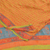 Sanskriti Vintage Sarees Green & Orange Pure Georgette Printed Sari 5+yd Sustainable Fabric