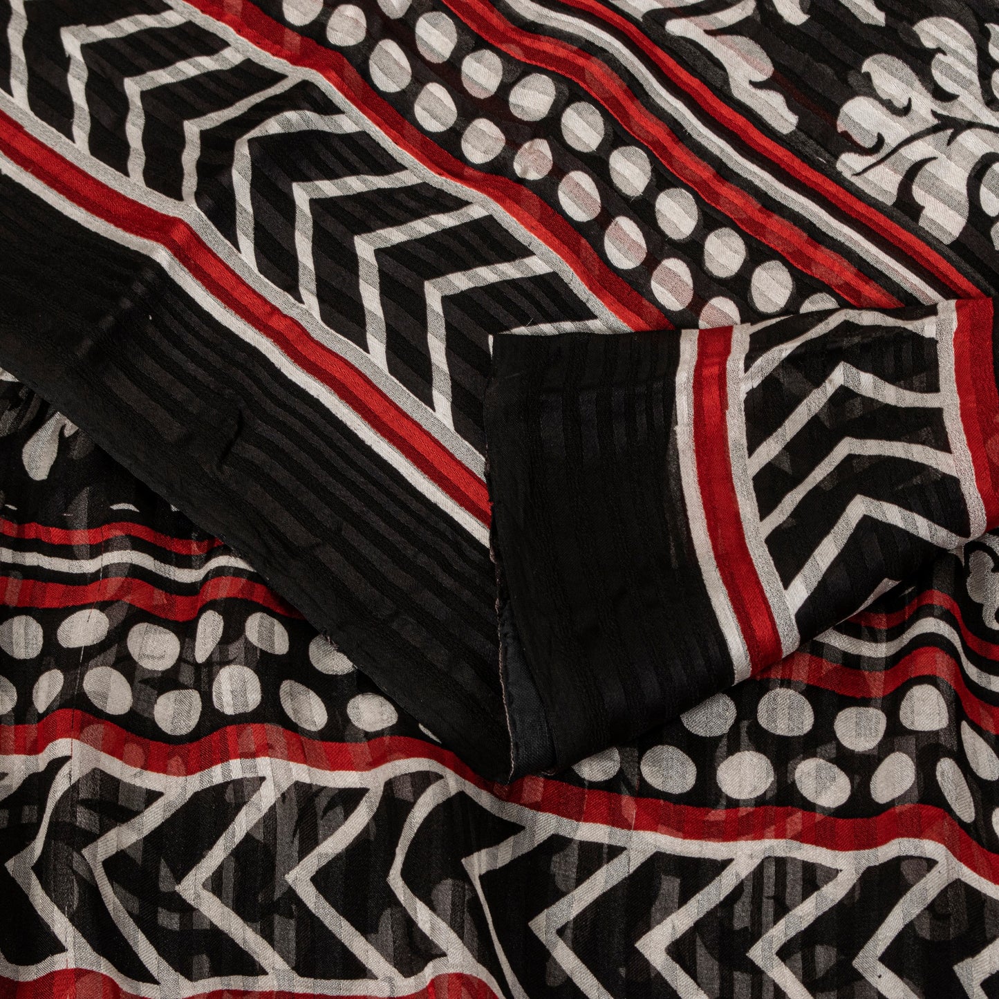 Sanskriti Vintage Black 100% Pure Georgette Saree Floral Print 6YD Fabric Craft