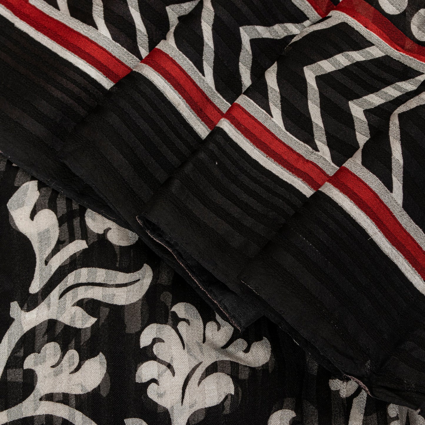 Sanskriti Vintage Black 100% Pure Georgette Saree Floral Print 6YD Fabric Craft