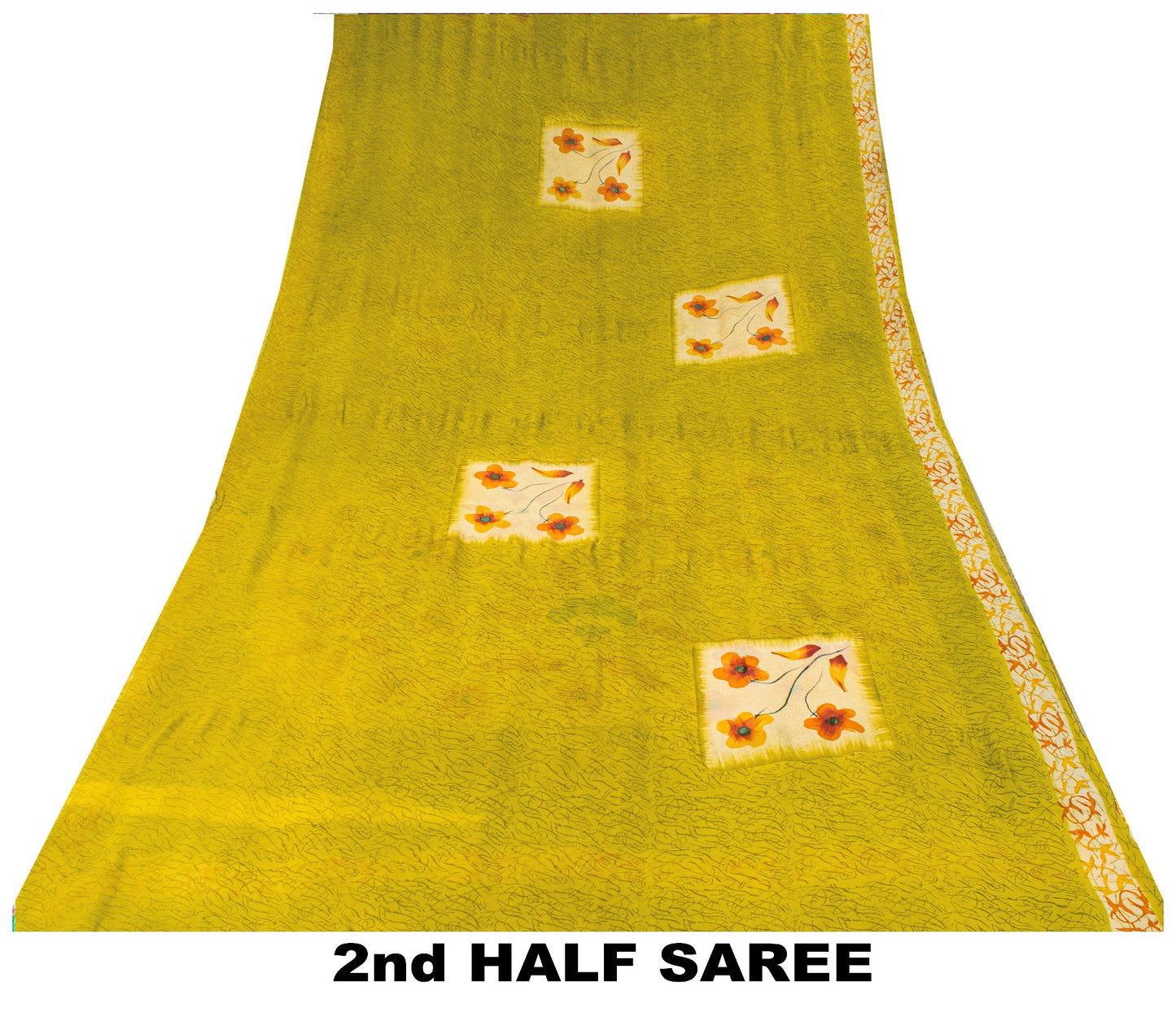 Sanskriti Vintage Yellow Pure Georgette Sarees Floral Abstract Digital Print 5.5
