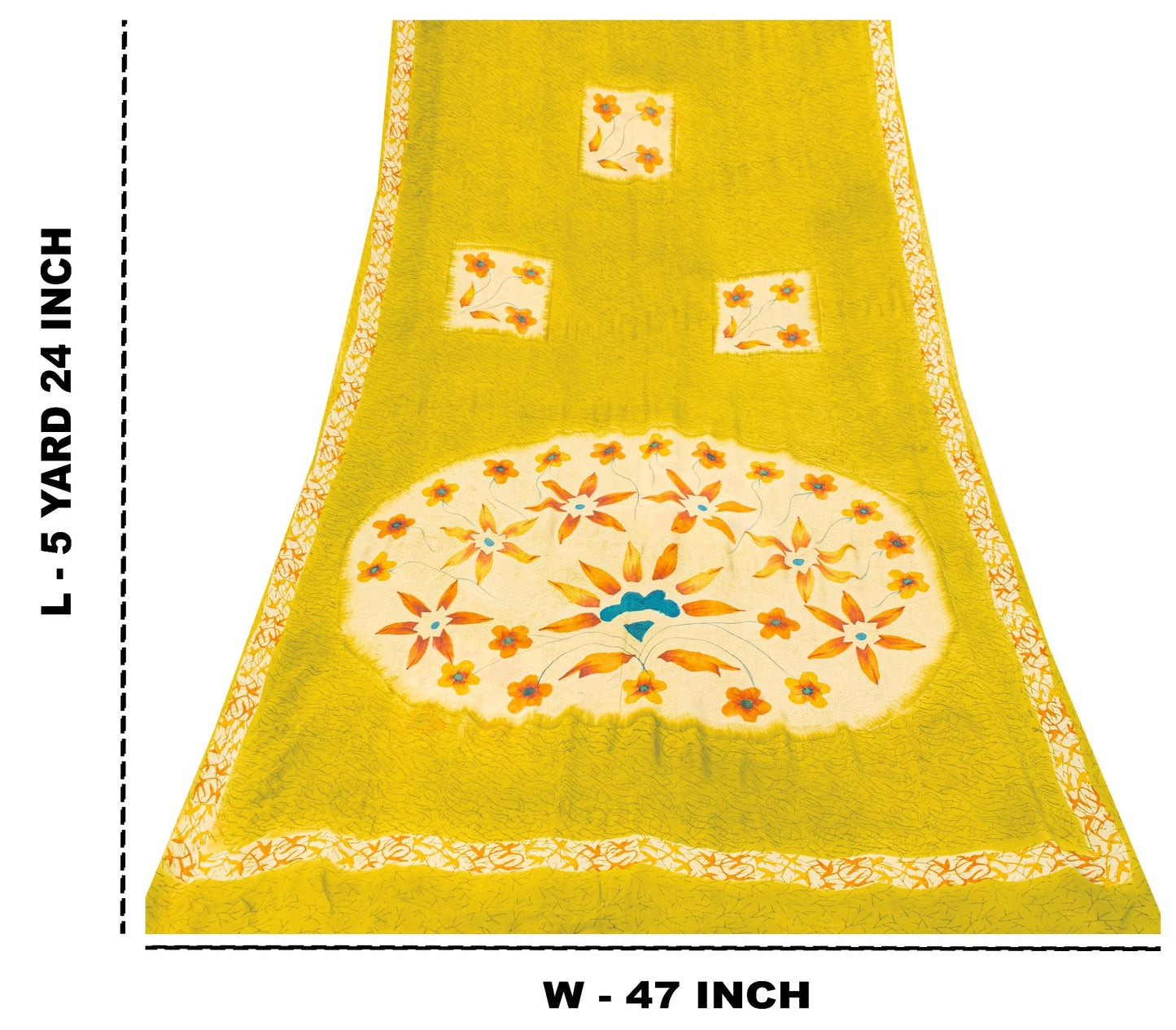 Sanskriti Vintage Yellow Pure Georgette Sarees Floral Abstract Digital Print 5.5