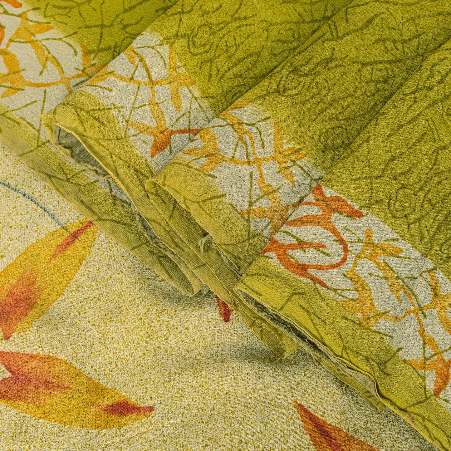 Sanskriti Vintage Yellow Pure Georgette Sarees Floral Abstract Digital Print 5.5