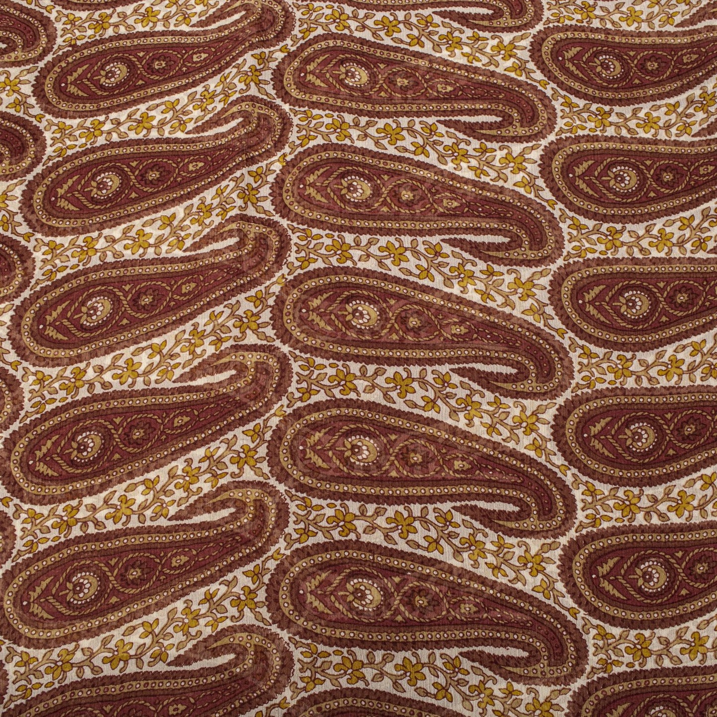 Sanskriti Vintage Red-Cream 100%Pure Chiffon Silk Saree Paisley Print 5+Yd Craft