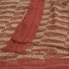 Sanskriti Vintage Red-Cream 100%Pure Chiffon Silk Saree Paisley Print 5+Yd Craft