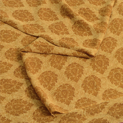 Sanskriti Vintage Brown Pure Georgette Saree Floral Print Embroidered Lace 5.5Yd