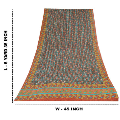Sanskriti Vintage Black Pure Georgette Saree Paisley Print Stones Work 5.5+Yard