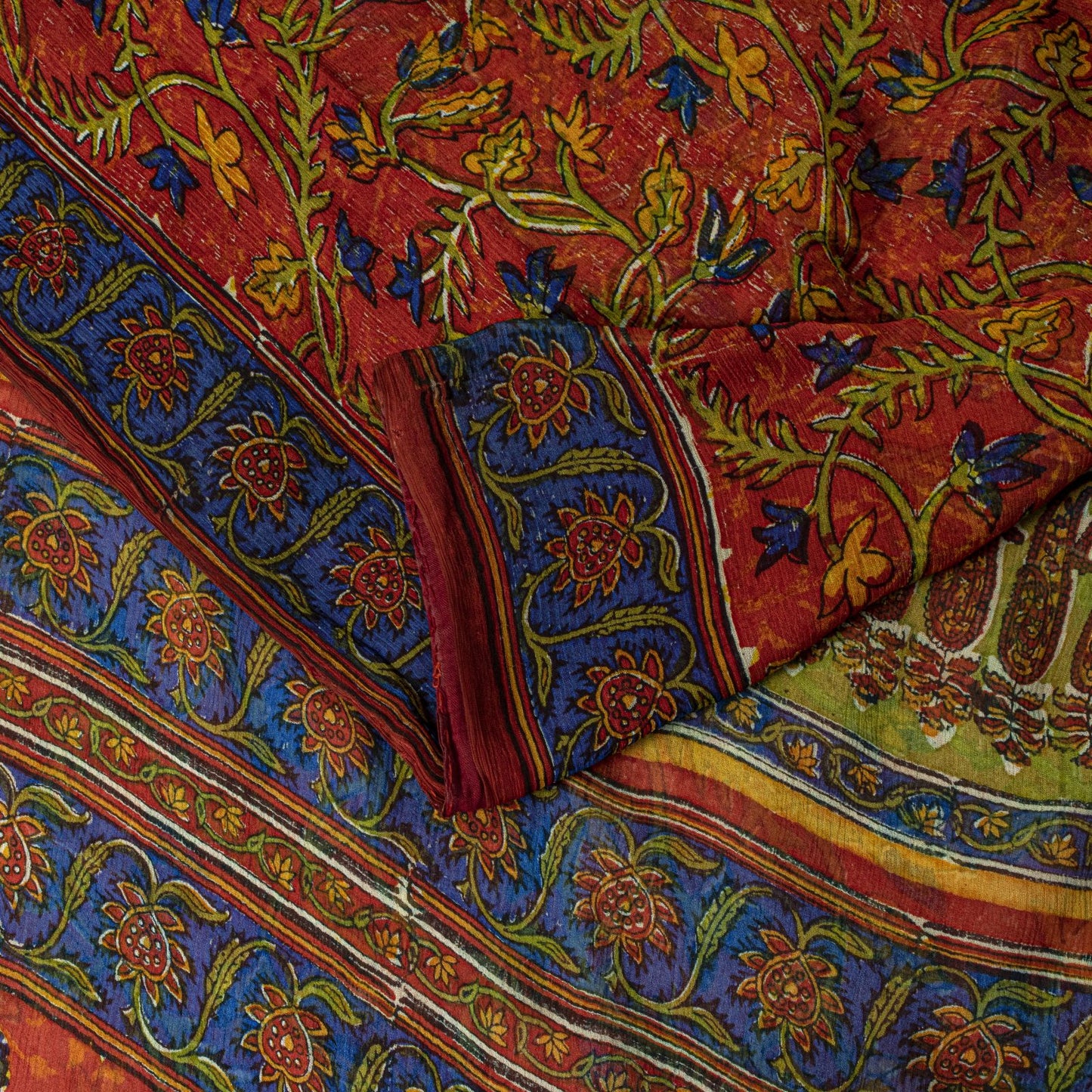 Sanskriti Vintage Saree Brown Soft Pure Georgette Silk Floral Print Sari 5.5Yd