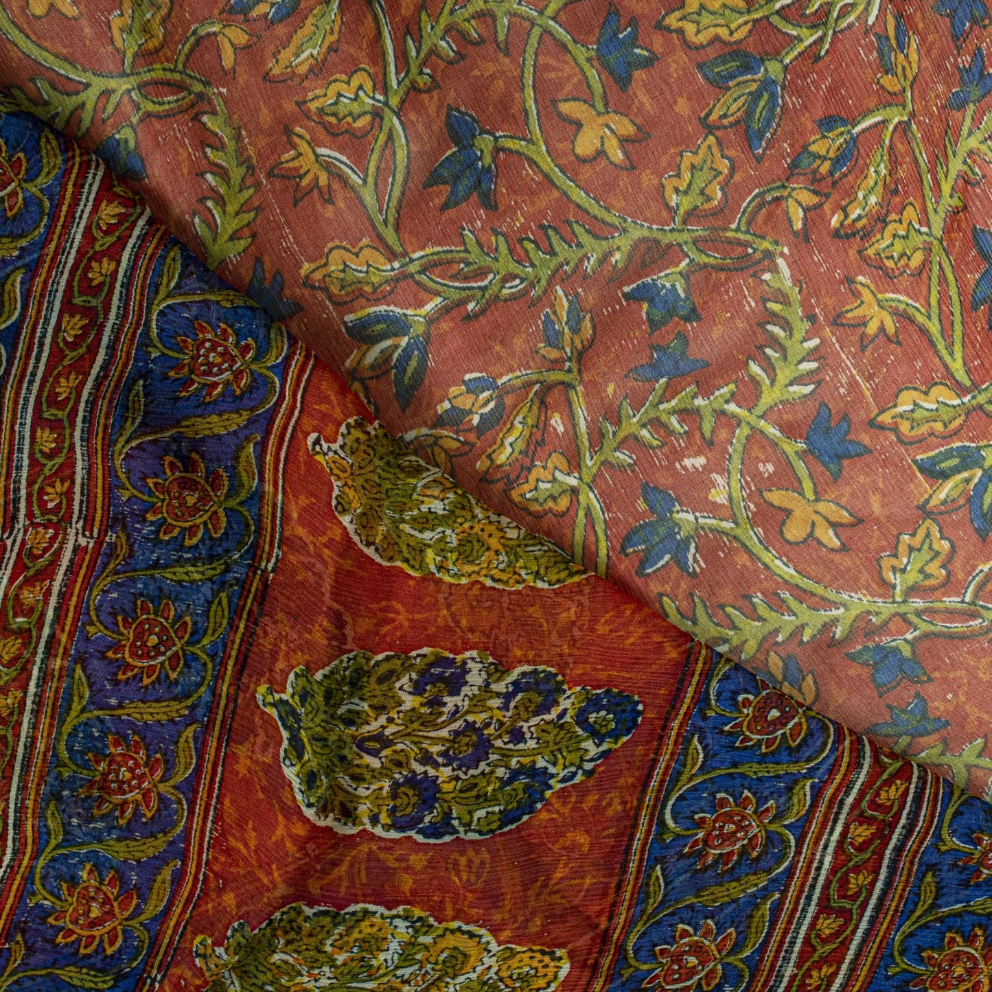 Sanskriti Vintage Saree Brown Soft Pure Georgette Silk Floral Print Sari 5.5Yd