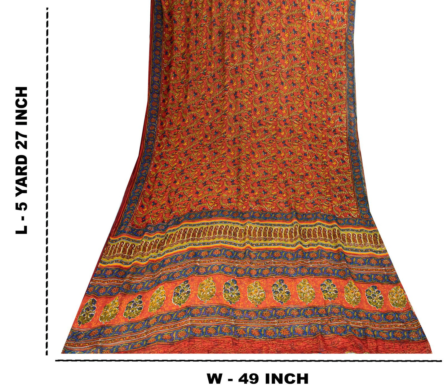 Sanskriti Vintage Saree Brown Soft Pure Georgette Silk Floral Print Sari 5.5Yd