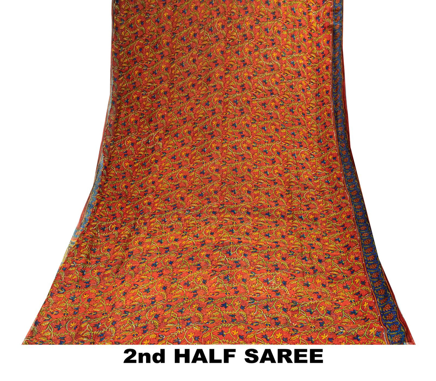 Sanskriti Vintage Saree Brown Soft Pure Georgette Silk Floral Print Sari 5.5Yd