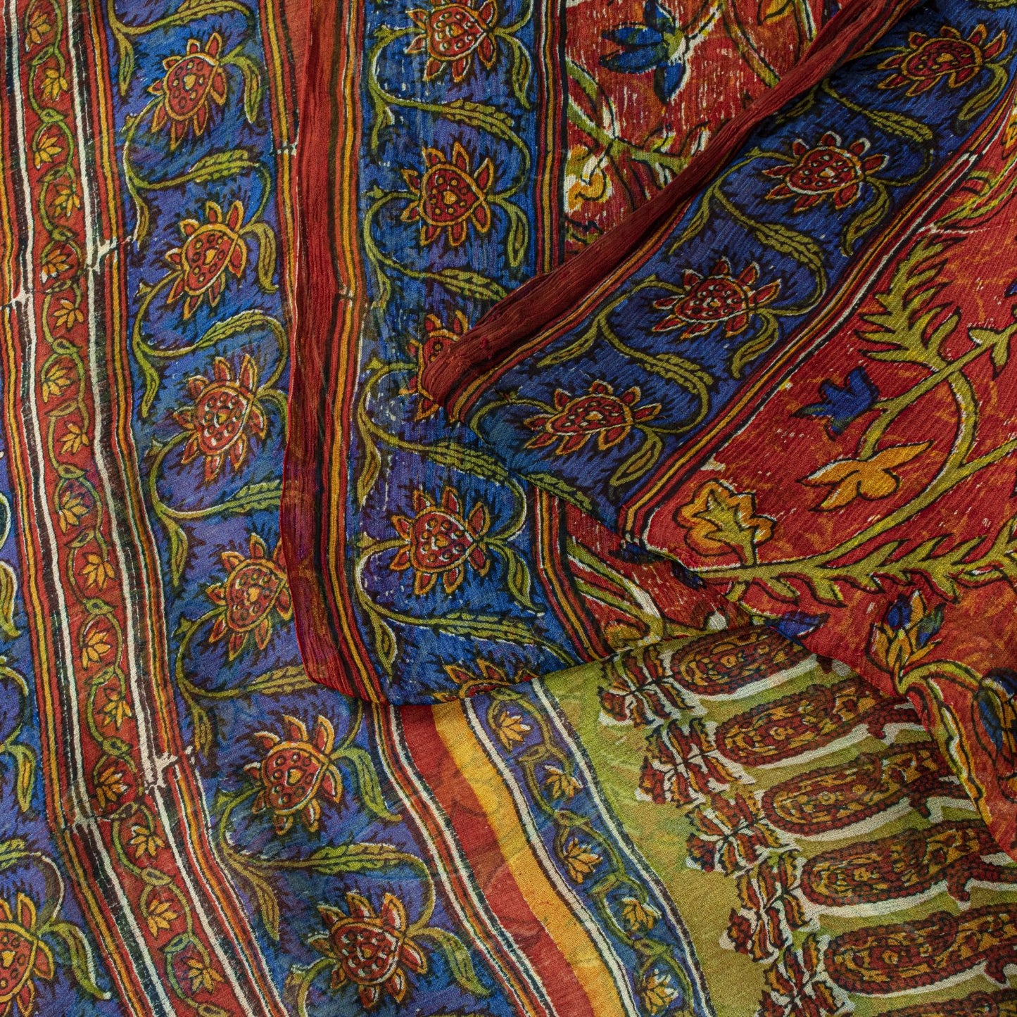 Sanskriti Vintage Saree Brown Soft Pure Georgette Silk Floral Print Sari 5.5Yd