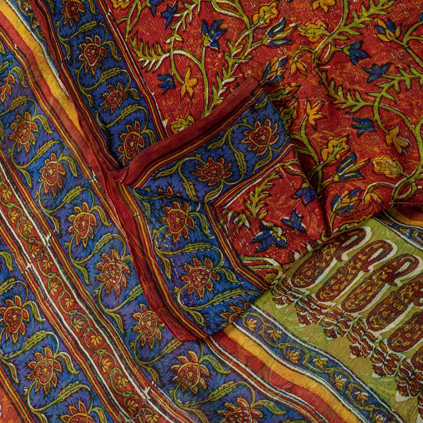 Sanskriti Vintage Saree Brown Soft Pure Georgette Silk Floral Print Sari 5.5Yd