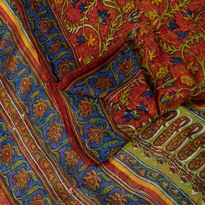Sanskriti Vintage Saree Brown Soft Pure Georgette Silk Floral Print Sari 5.5Yd