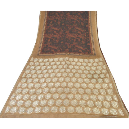 Sanskriti Vintage Brown-Black 100% Pure Georgette Saree Floral Print & Woven 6Yd