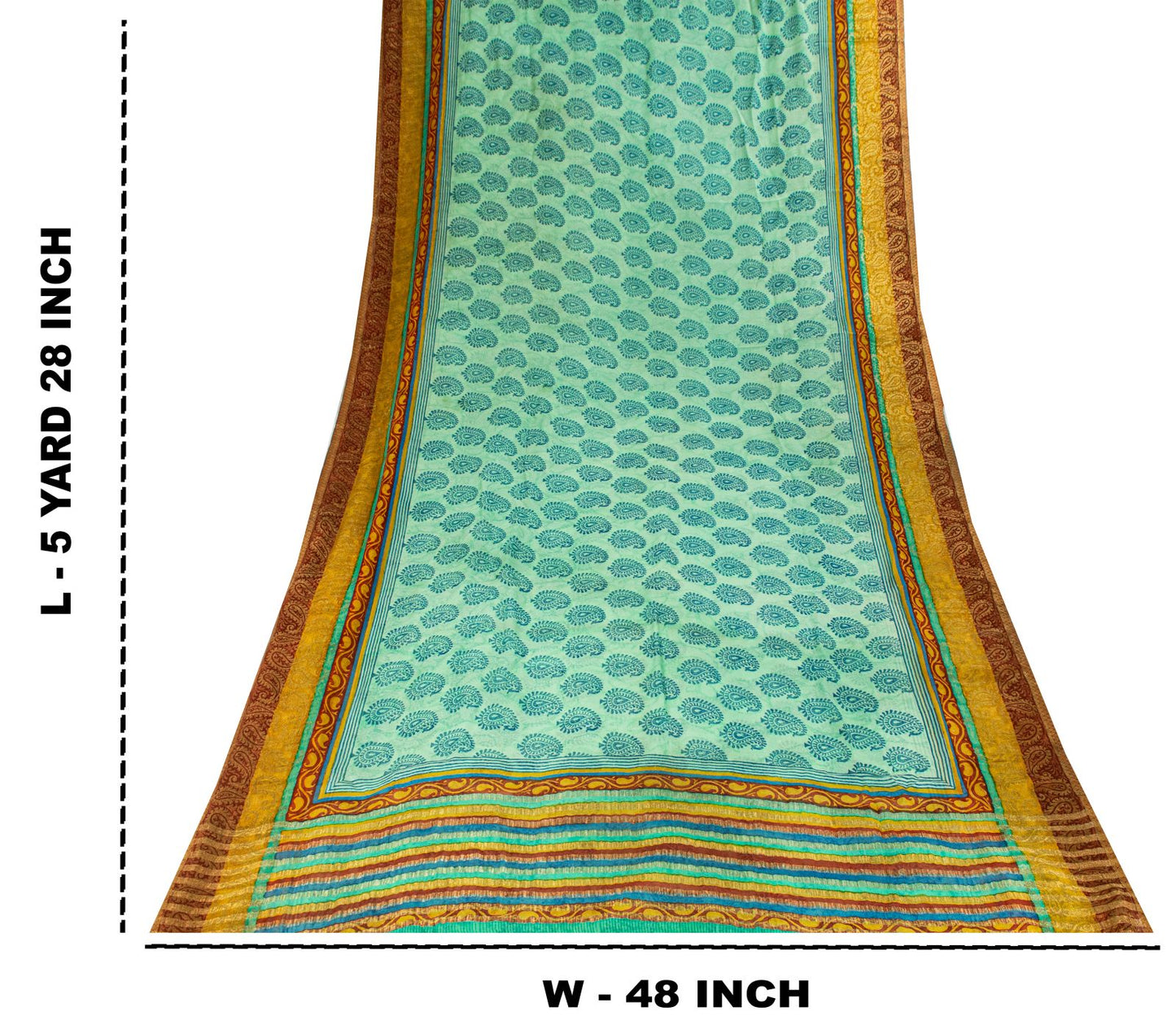 Sanskriti Vintage Saree Blue Pure Georgette Handblock Print-Zari Work 5.5YD Sari