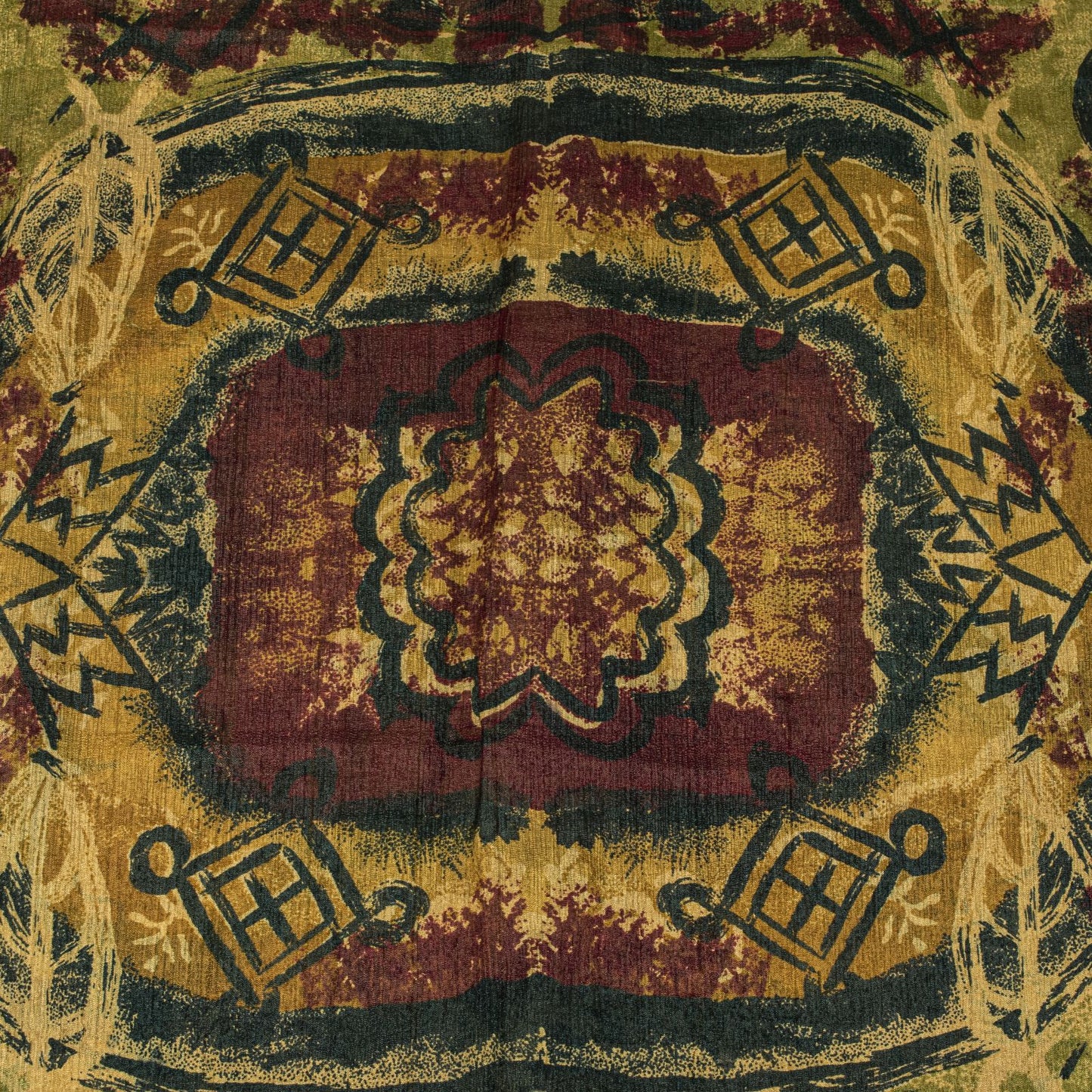 Sanskriti Vintage Brown 100% Pure Chiffon Saree Abstract Print 6Yd Craft Fabric