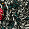 Sanskriti Vintage Green Soft 100%Pure Chiffon Saree Leaf Print 6+Yd Craft Fabric