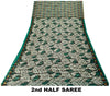 Sanskriti Vintage Green Soft 100%Pure Chiffon Saree Leaf Print 6+Yd Craft Fabric