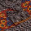 Sanskriti Vintage Black-Red Pure Chiffon Silk Saree Floral Lines Printed 5.5Yard