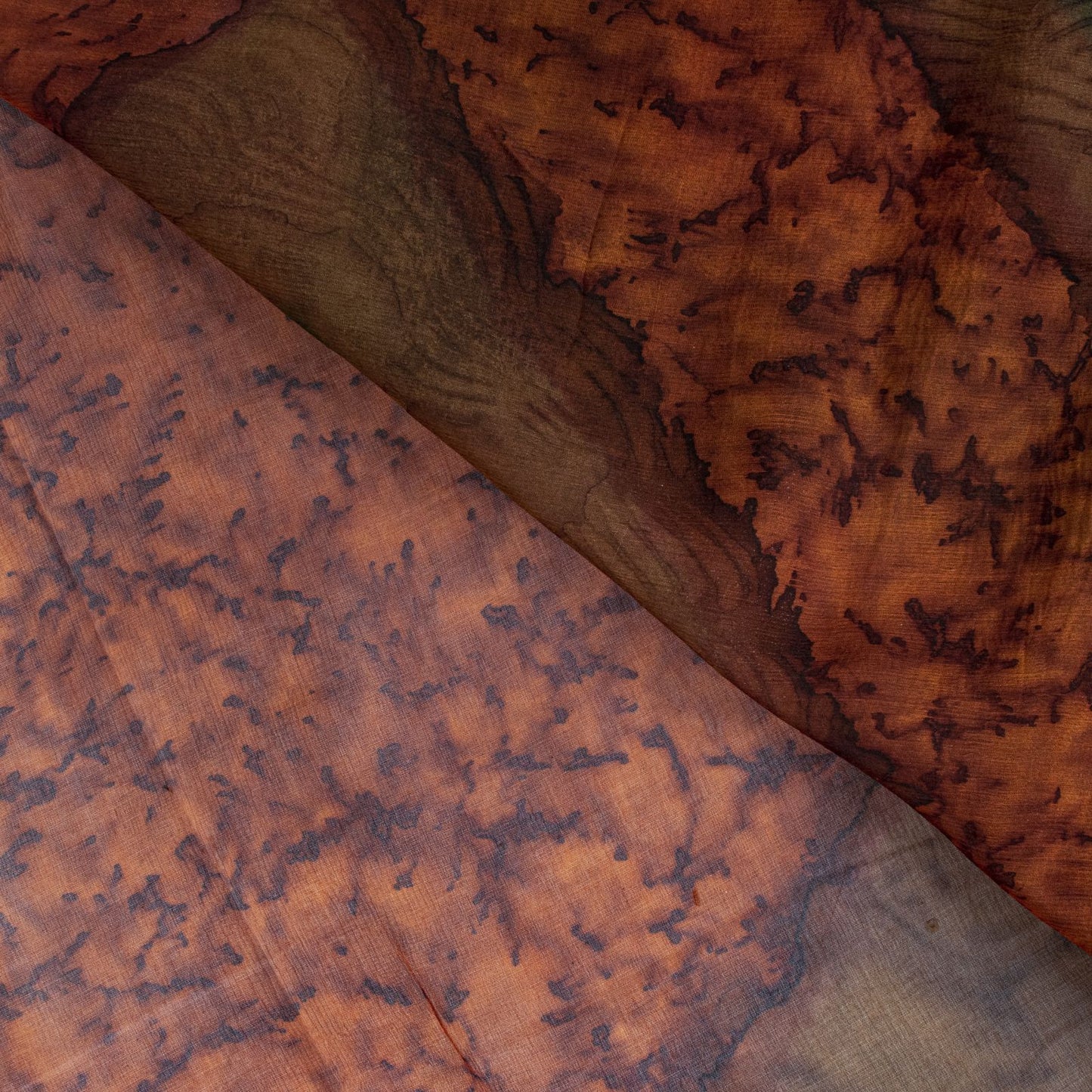 Sanskriti Vintage Saree Brown Soft Pure Chiffon Abstract Print Sari 5.5Yd Fabric