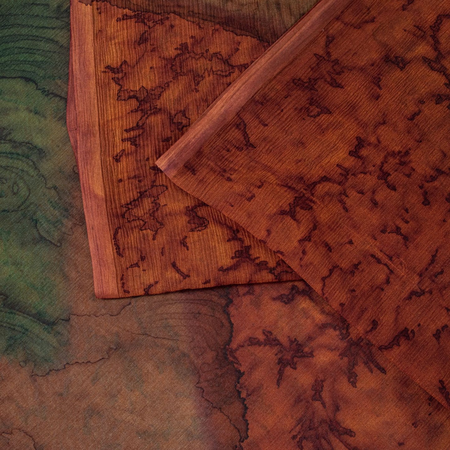 Sanskriti Vintage Saree Brown Soft Pure Chiffon Abstract Print Sari 5.5Yd Fabric