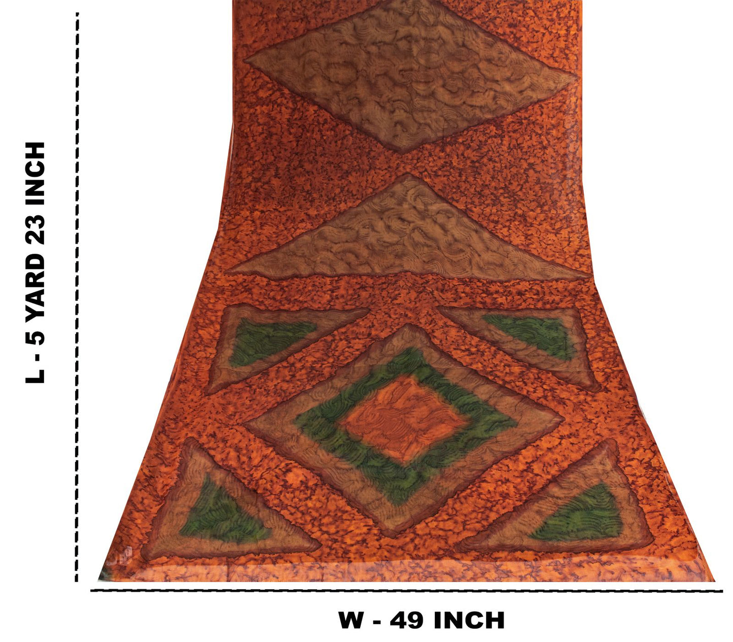 Sanskriti Vintage Saree Brown Soft Pure Chiffon Abstract Print Sari 5.5Yd Fabric