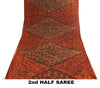 Sanskriti Vintage Saree Brown Soft Pure Chiffon Abstract Print Sari 5.5Yd Fabric