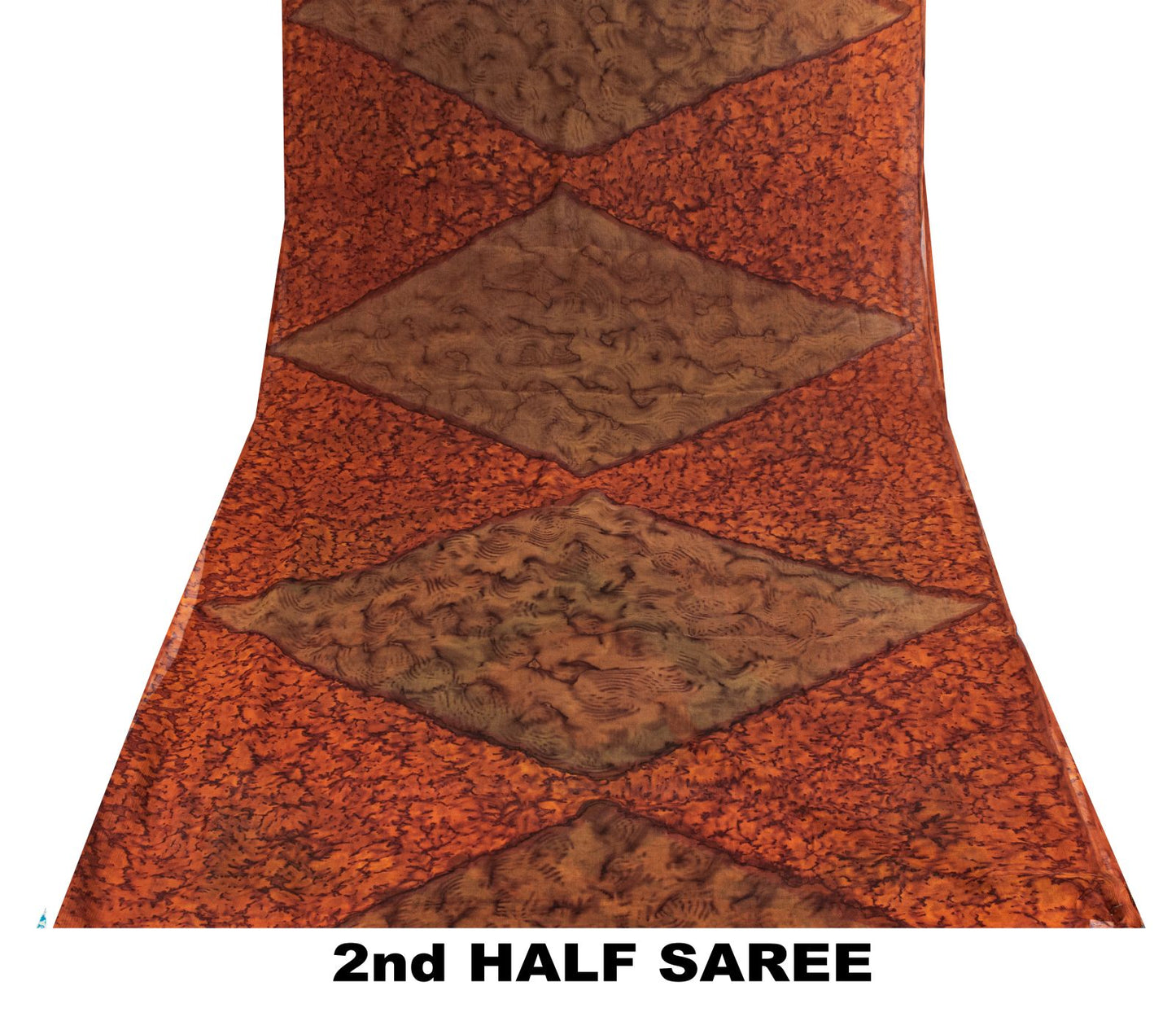 Sanskriti Vintage Saree Brown Soft Pure Chiffon Abstract Print Sari 5.5Yd Fabric