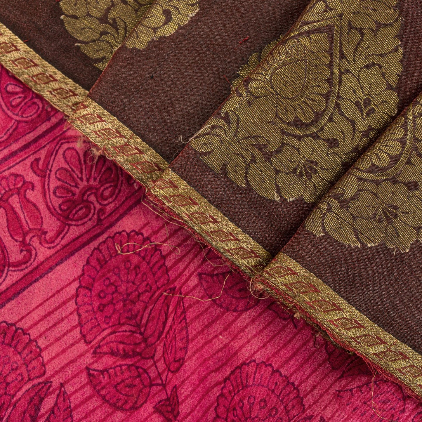 Sanskriti Vintage Saree Pink Soft Pure Georgette Block Printed Woven Sari 5.5 Yd