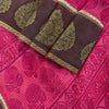 Sanskriti Vintage Saree Pink Soft Pure Georgette Block Printed Woven Sari 5.5 Yd