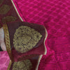 Sanskriti Vintage Saree Pink Soft Pure Georgette Block Printed Woven Sari 5.5 Yd