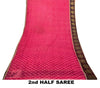 Sanskriti Vintage Saree Pink Soft Pure Georgette Block Printed Woven Sari 5.5 Yd