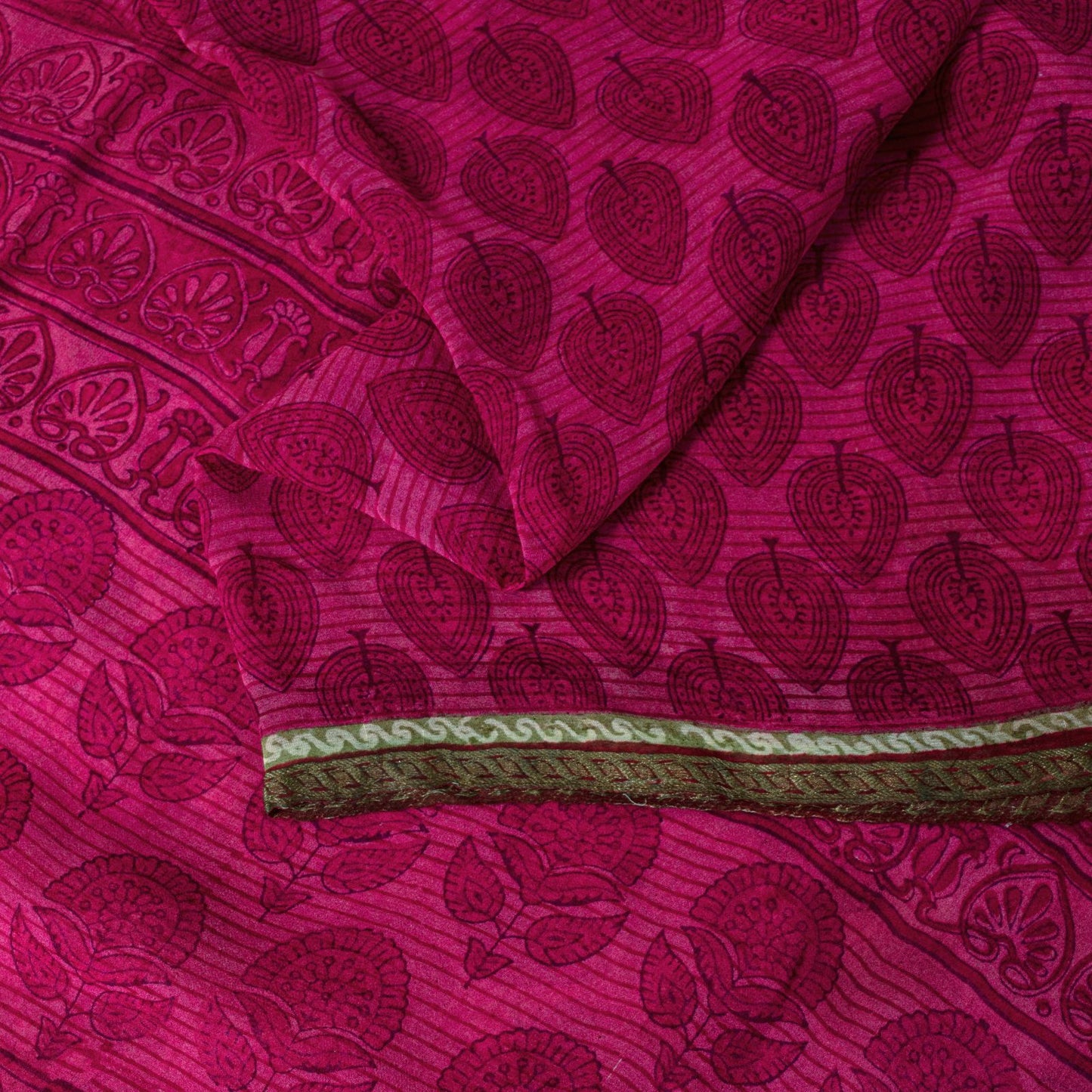 Sanskriti Vintage Saree Pink Soft Pure Georgette Block Printed Woven Sari 5.5 Yd