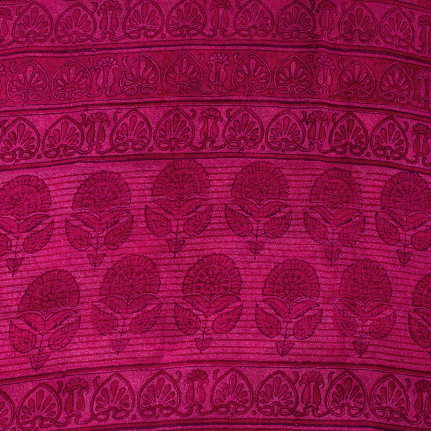 Sanskriti Vintage Saree Pink Soft Pure Georgette Block Printed Woven Sari 5.5 Yd