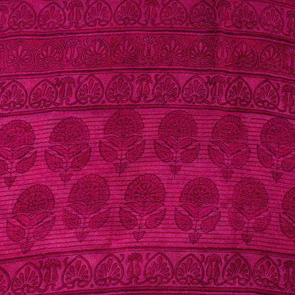 Sanskriti Vintage Saree Pink Soft Pure Georgette Block Printed Woven Sari 5.5 Yd