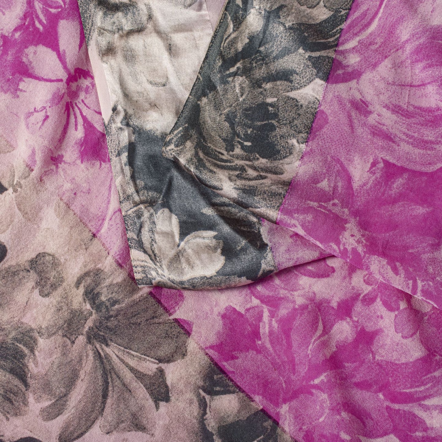 Sanskriti Vintage Pink Saree Pure Georgette Sari Floral Printed Fabric 6+ yard