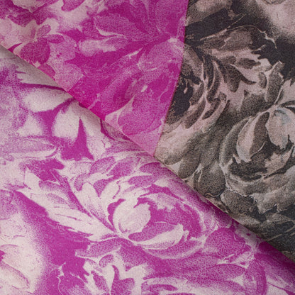 Sanskriti Vintage Pink Saree Pure Georgette Sari Floral Printed Fabric 6+ yard